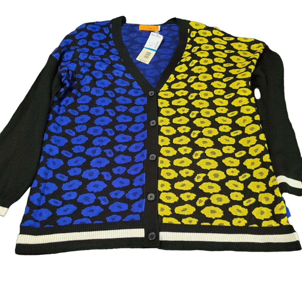 One A Womens Sweater Multicolor Size XL 100% Rayon Long Sleeve Button Up NWT